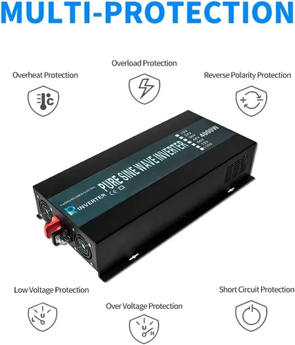 Miniatura 7 de WZRELB 4000W 12V DC a 120V AC onda sinusoidal pura inversor de energía solar