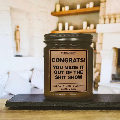Miniatura 2 de Velas divertidas para regalo de despedida de colega para mujeres, hombres - “¡Felicidades! Lo lograste” – Aroma a lavanda y vainilla, vela de tarro