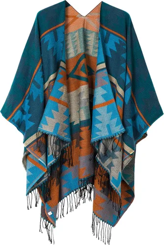 Miniatura 9 de Chales cálidos para mujer, cárdigan con frente abierto, estilo vintage, poncho