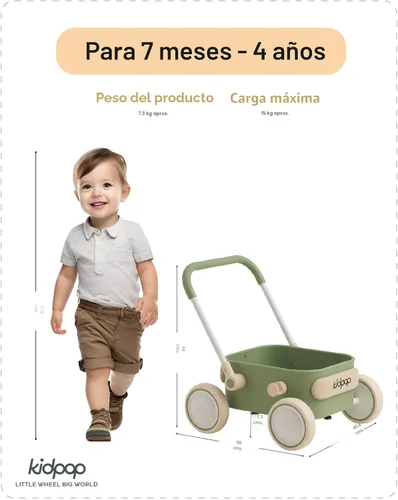 Miniatura 2 de PULA - Andador de empuje para bebé con ruedas, carrito para niños pequeños para bebés que están aprendiendo a caminar, juguetes para bebés de 6 a 12
