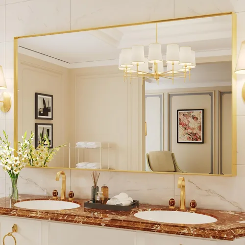 Suidia - espejo de baño, espejo de pared de 60 x 36 pulgadas con marco de metal, espejo de tocador de baño para sala de estar, dormitorio, baño,