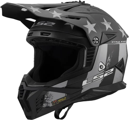 LS2 Helmets Gate II - Casco integral para motocicleta MX Matte Battle Scar Tonal Gris/Negro