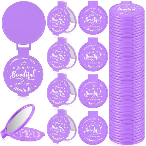 Miniatura 22 de 100 piezas de espejo compacto inspirador de 2.76 pulgadas a granel para mujeres, pequeños regalos de graduación, día de la madre, fiesta, bolso