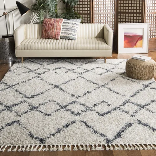 Miniatura 9 de SAFAVIEH Alfombra de área de 8 x 10 pulgadas, colección Pro Luxe Shag - Grande, borla bohemia marroquí, no desprende pelusa y fácil de limpiar, pelo