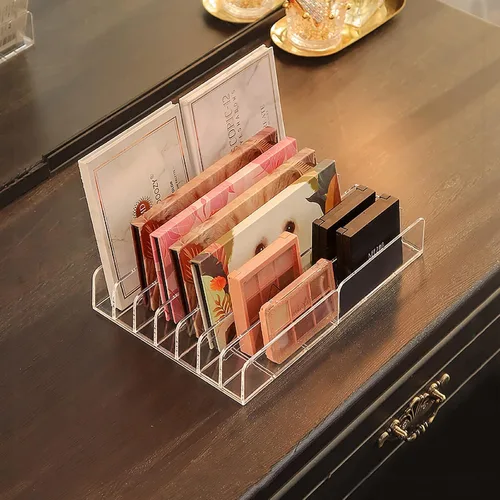 Miniatura 7 de Vowcarol Organizador de paleta de sombras de ojos, acrílico de 7 secciones divididas para paleta de maquillaje, soporte organizador - transparente