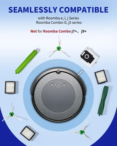 Miniatura 3 de Piezas de repuesto y accesorios para i-Robot E, I y J Series, Combo i5, J5 Series Robot Aspirador, 2 Cepillos de Goma Duales Multi-Surface y 6