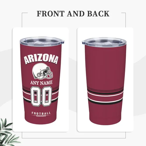 Miniatura 2 de Vaso Arizona personalizado, vaso con nombre y número personalizados, taza de café de viaje de acero inoxidable que mantiene las bebidas frías