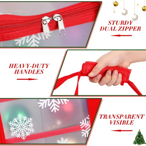 Miniatura 3 de Hosuly 2 cajas de almacenamiento de plástico para adornos de Navidad con divisores, cremalleras, 8 bandejas, 128 ranuras, contenedores
