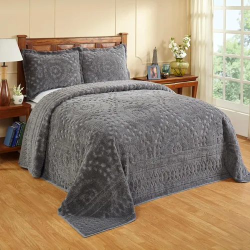 Miniatura 14 de Better Trends 1 colcha de chenilla tamaño matrimonial/doble, ropa de cama de chenilla 100% algodón, patrón de medallón ligero, decoración