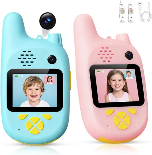 Juguetes electrónicos para niños, video walkie-talkie y cámara, radio bidireccional de larga distancia Walkies talkies, fotos, mensajes de voz y