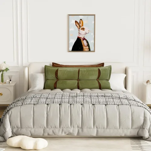 Miniatura 20 de Johnear Almohada Grande para Cabecero de Algodón y Lino, Cojín para Cama Diurna, Respaldo, Almohada Cilíndrica de Soporte y Posicionamiento