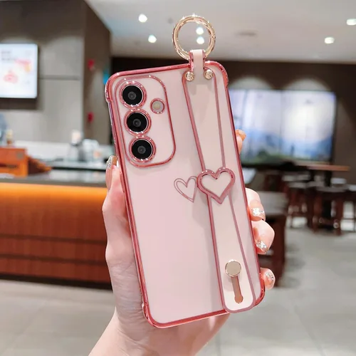 Miniatura 9 de ZTOFERA Funda diseñada para Samsung Galaxy S20 FE 5G, borde chapado de lujo, patrón de corazones de amor con pulsera y función atril, protección