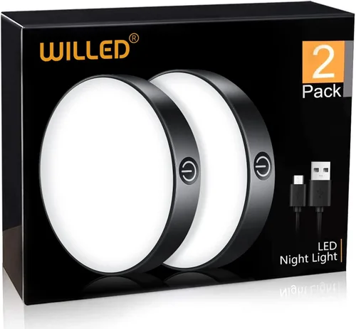 Miniatura 7 de WILLED Luz LED táctil regulable con batería incorporada de 1000mAh, luces recargables con encendido táctil para armario, portátil, adhesiva