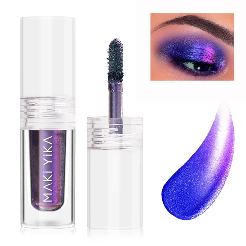 Miniatura 17 de Maki Yika Sombra de ojos líquida con brillo Ojos de camaleón metálicos Sombra de ojos multicolor cambiante de larga duración Sombra de ojos Aurora