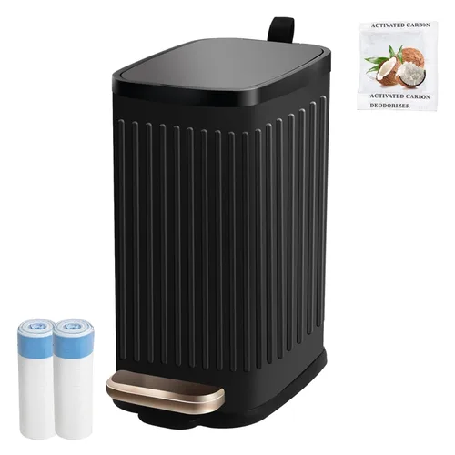 Small Dog Poop Trash Can Outside with Odor Filter, 1.3 Gal Stainless Steel Outdoor Dog Waste Trash Can,Metal Poop Bucket Container with Lid for Cat