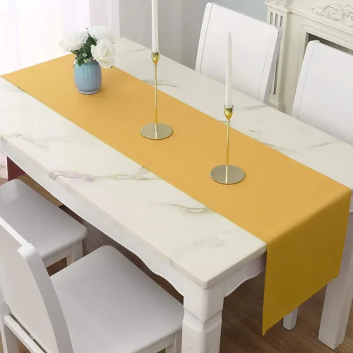 Miniatura 22 de DUALIFE Camino de mesa azul real de 14 x 108 pulgadas de largo, color sólido, poliéster grueso, tela decorativa hecha a mano para bodas, fiestas