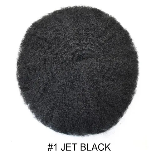 Miniatura 2 de NP Afro Toupee para hombres negros, sistemas de cabello humano rizado afroamericano unidades de cabello para hombres negros, extensiones de pelo