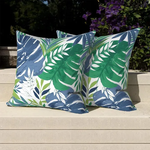 Miniatura 322 de Juego de 2 almohadas para exteriores de 16 x 16 pulgadas, repelentes al agua con interiores, para muebles de patio, hogar, jardín, geometría bohemia