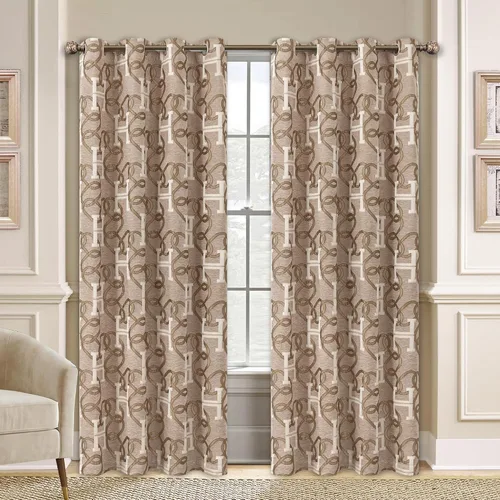 Miniatura 9 de Cortinas opacas modernas de letra H para sala de estar, cortina de ventana de lujo con patrón de cadena de chenilla, jacquard de 84 pulgadas