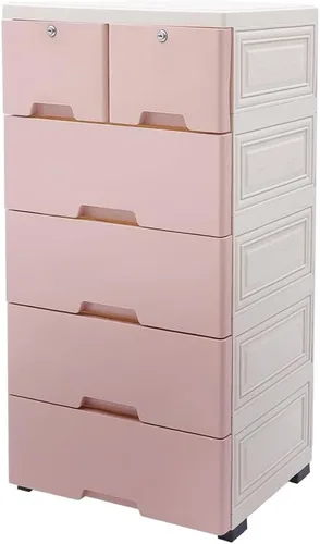 Miniatura 14 de Cajón de plástico de 5 capas para almacenamiento de ropa de bebé, cómoda de plástico con cajones, cómoda blanca y azul, cajón de ropa, pequeños