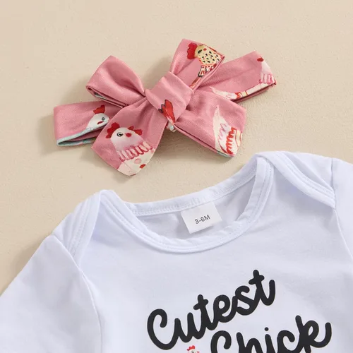 Miniatura 131 de Sejardin Ropa de verano para bebé y niña, recién nacida, manga corta, con letras, mameluco elástico con diadema
