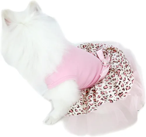 Miniatura 11 de Petitebella Vestido para perro cachorro con tema de leopardo liso (leopardo negro/beige, talla XS)