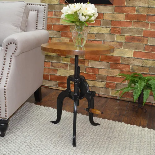Miniatura 5 de Carolina Chair & Table Mesa auxiliar rústica con manivela ajustable de 18 pulgadas, base de hierro fundido para granja, sala de estar o dormitorio