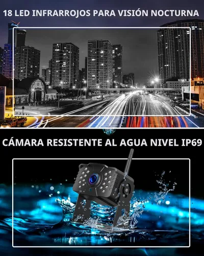Miniatura 6 de Cámara de respaldo inalámbrica para autocaravana DOUXURY IP69 impermeable con ángulo de visión amplio de 170°, cámara de visión trasera HD 1080P +