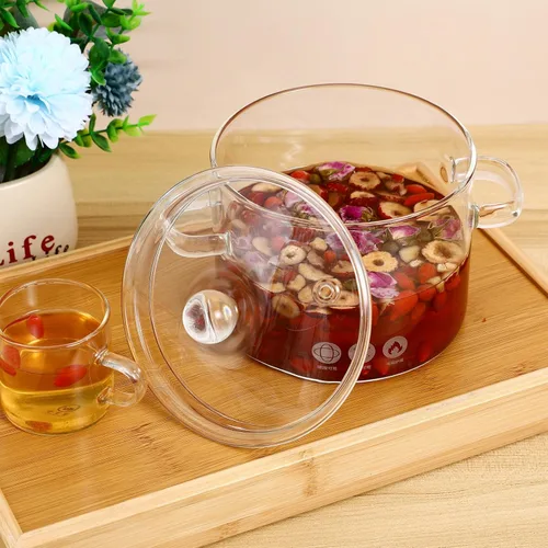 Miniatura 9 de DOITOOL Olla de sopa de vidrio de borosilicato con tapa, 1.4 cuartos de galón, resistente al calor, para fideos instantáneos, comida para bebés