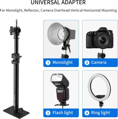 Miniatura 5 de Soporte de pared para estudio de fotografía, brazo de brazo de montaje en pared para cámara de hasta 22 pulgadas para monolights, paraguas