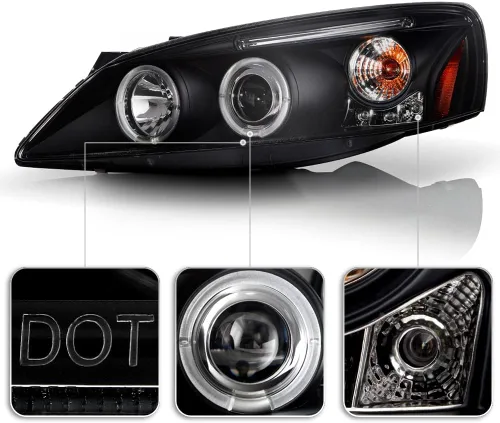 Miniatura 4 de ACANII - Focos delanteros con anillo de luz led en carcasa negra, para Pontiac G6 2005-2010 sin paquete CTF, lado izquierdo + derecho
