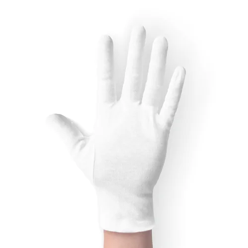 ANSMIO Guantes de algodón (2 pares), blancos, guantes de noche hidratantes para manos secas, 100% algodón, talla L