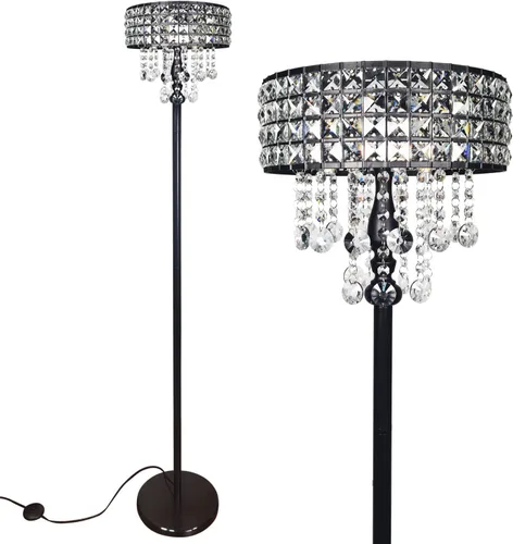 Miniatura 8 de beaysyty Lámpara de pie moderna de cristal de vidrio transparente K9, interruptor de pie de encendido/apagado, lámpara de pie de 3 luces de cristal
