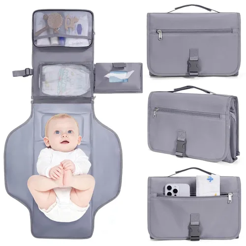 CEICEI - Cambiador de pañales portátil, impermeable, cambiador de pañales para bebé, con bolsillo grande para húmedo/seco y bolsillos elásticos para