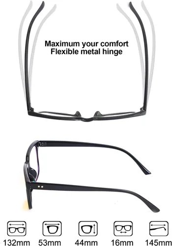 Miniatura 6 de Lentes daltónicos para daltonismo rojo/verde, modelo 3D, montura negra con lentes espejadas azules