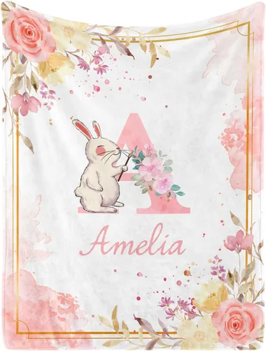 Miniatura 15 de Manta de bebé personalizada con nombre, manta de nombre personalizado para niños, mantas de franela suave en Pascua, regalos personalizados de bebé