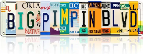 Letrero de metal con texto en inglés «Big Pimpin Blvd» vintage para decoración de pared, letrero de metal para mujer, 16 x 4 pulgadas
