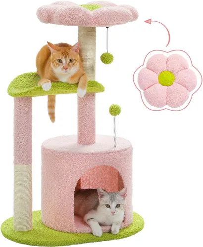 Miniatura 15 de PAWZ Road Árbol para gatos de interior, torre de cactus para gatos de 26 pulgadas con percha grande, condominio privado, condominio pequeño