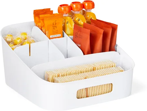 Miniatura 10 de YouCopia ShelfBin - Organizador de paquetes, contenedor dividido elevado de 4 niveles en escalera, organizador de almacenamiento sin BPA