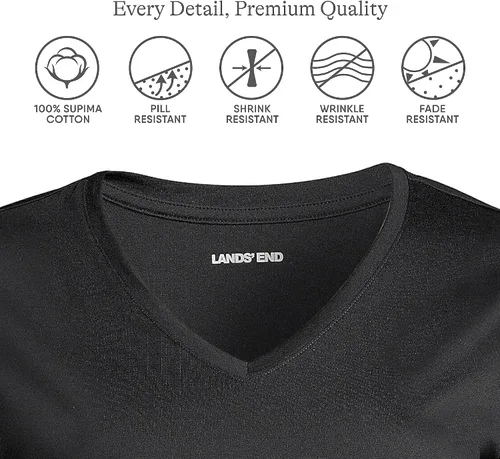 Miniatura 3 de Lands' End Camiseta relajada de algodón Supima con cuello en V para mujer