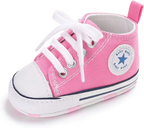 Miniatura 4 de Meckior - Zapatos deportivos de lona para bebé, con suela suave y caña alta, para sus primeros pasos y estar en la cuna
