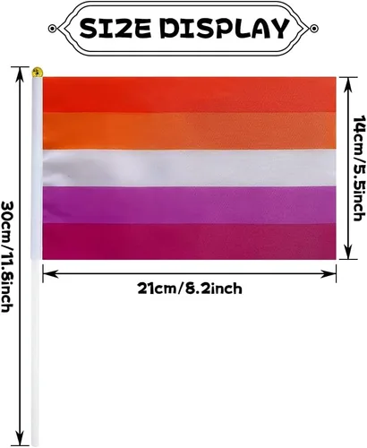 Miniatura 2 de Bandera Lesbiana Pequeña Mini Banderas de Orgullo Lésbico de Mano en Palos para Desfiles Fiestas Festivales Decoraciones Bandera de mano lesbiana