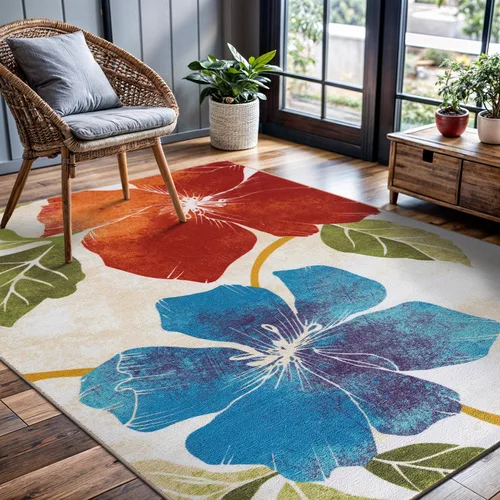 Miniatura 13 de CAMILSON Solana - Alfombra moderna con diseño floral de 2 x 3 pies, antideslizante y parte trasera de goma, negro - flores grises, alfombra