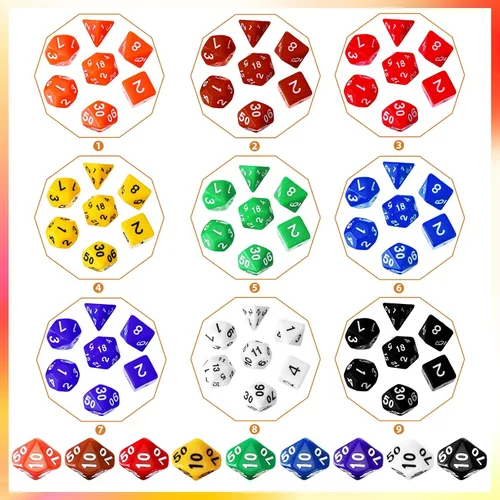 Miniatura 3 de 105 piezas, conjuntos de dados a granel, dados poliédricos con bolsa con cordón, juego de mesa de rol múltiple D4 D6 D8 D10 D% D12 D20