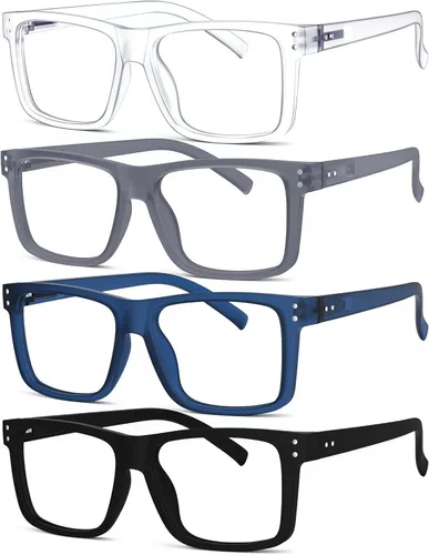 Miniatura 12 de Eyekepper Paquete de 5 gafas de lectura de gran tamaño con marco cuadrado grande para hombres y mujeres - Negro +2.50 Paquete de 5 todo negro