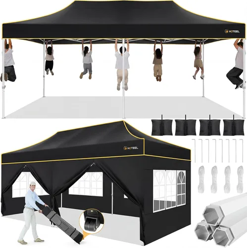 Miniatura 30 de Hoteel 10x15 Pop Up Canopy Tent Heavy Duty with 4 Sidewalls, Waterproof Party Tent, Easy Set-up Commercial Instant Tents with Roller Bag & Sandbags