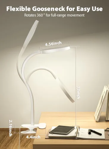 Miniatura 4 de deeloop Luz LED con clip, 100% infinita regulable para libros de lectura en cabecera de cama, lámpara de escritorio de control táctil de 450 lm