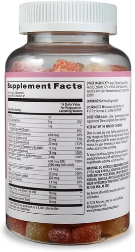 Miniatura 2 de Amazon Basics - Gomitas prenatales y DHA, sabor a frambuesa y limón, 90 unidades (anteriormente Solimo)
