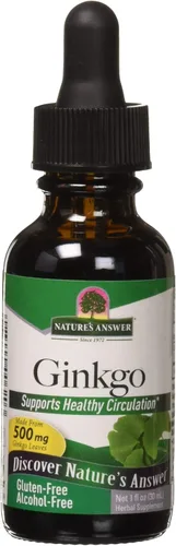 Nature's Answer Hoja de ginkgo, extracto de ginkgo biloba de 1 onza sin alcohol, promueve la función cognitiva, claridad mental, refuerzo de energía