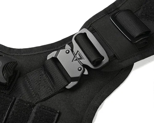 Miniatura 3 de Arnés táctico para perro con asa, chaleco Molle de entrenamiento militar con hebillas de metal y paneles de bucle, correa elástica para perro
